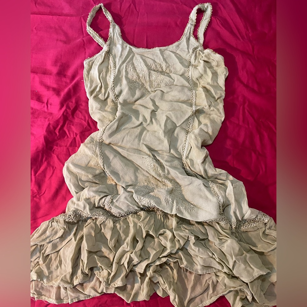 Light Green Ruffled Sleeveless Dress Embroidered Details Curvy Flattering Summer